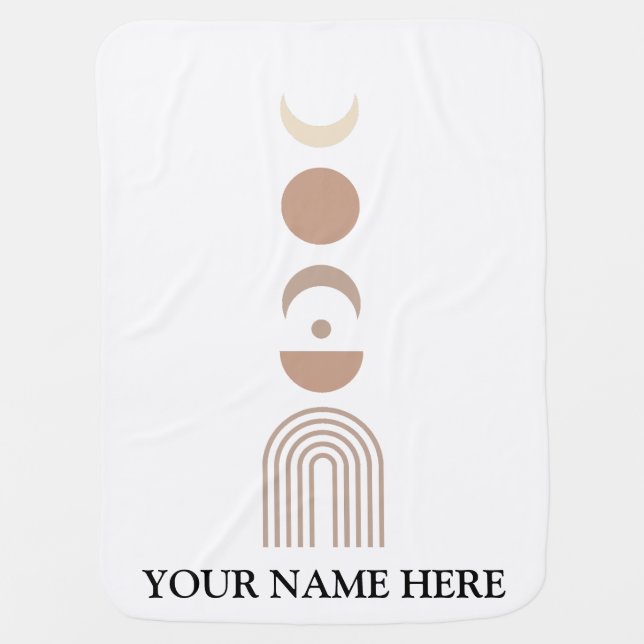 Abstract Boho Moon Art Personalized  Baby Blanket (Front)