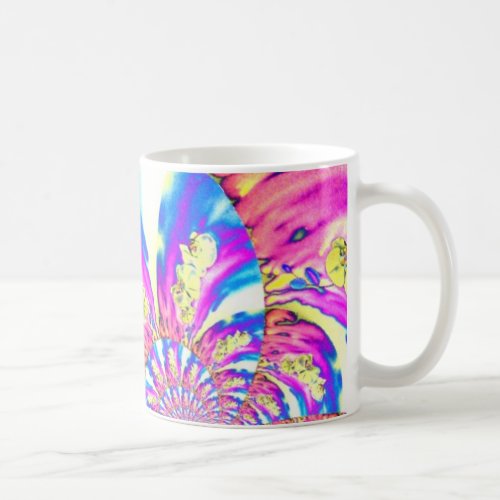 Abstract boho pink orange blue purple orchid art coffee mug