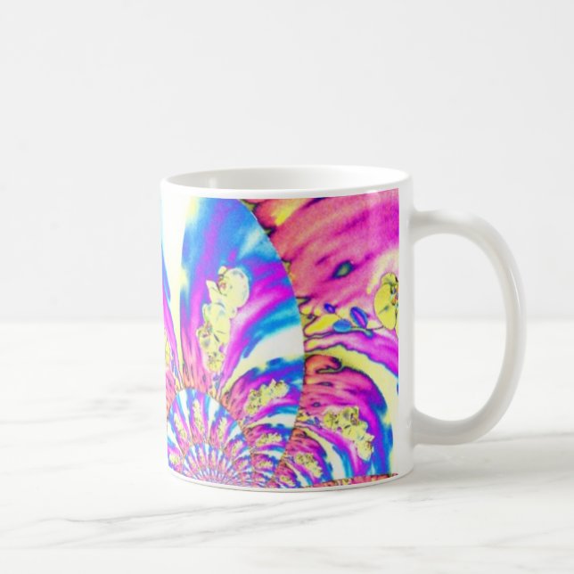 Abstract boho pink orange blue purple orchid art coffee mug (Right)