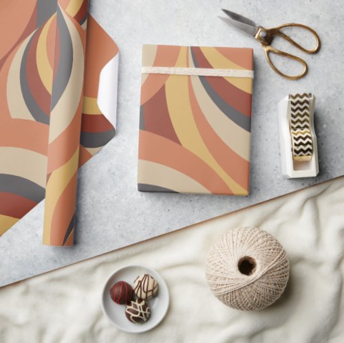 Abstract Boho Retro Wavy Lines Wrapping Paper