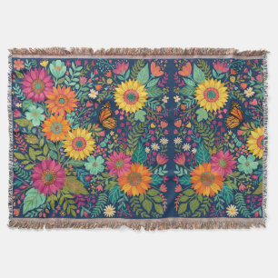 Abstract Boho Sunflowers Monarch Blankets