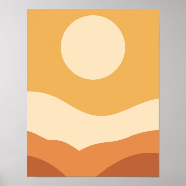 Abstract Boho Terracotta Earth Tones Landscape Sun Poster (Front)