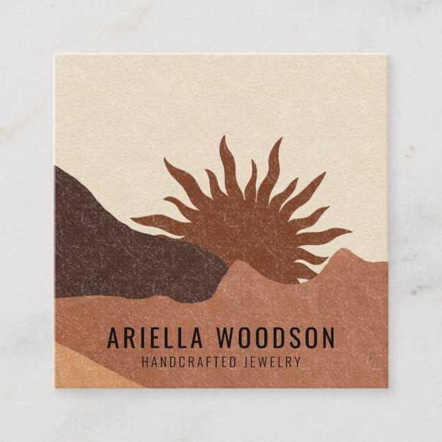 Abstract Boho Terracotta Jewelry Designer  Square Business Card (Front)