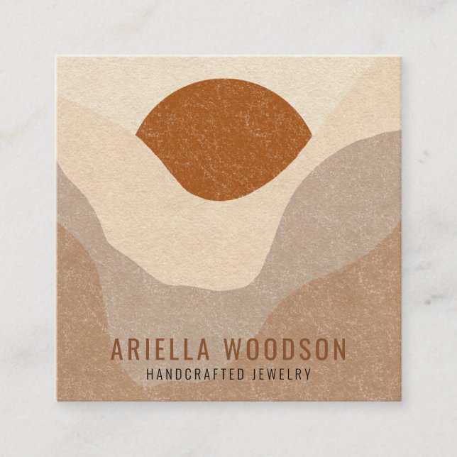 Abstract Boho Terracotta Sand Jewelry Designer Square Business Card (Front)