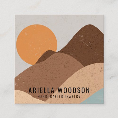 Abstract Boho Terracotta Sand Jewelry Designer Square Business Card