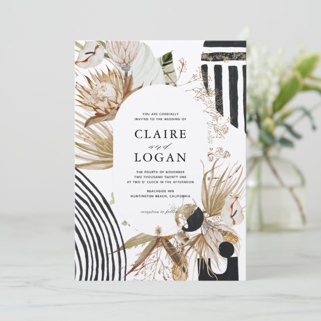 Abstract Boho Wedding Invitation (Standing Front)