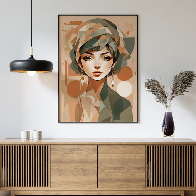 Abstract Boho Woman Portrait Geometric Wall Poster (Creator Uploaded)
