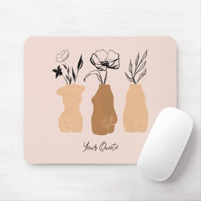 Abstract Boho Women Illustration , Earthy Tones Mouse Pad (With Mouse)