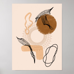 Abstract Boho Women Illustration , Earthy Tones Poster