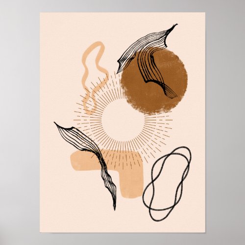 Abstract Boho Women Illustration  Earthy Tones  Poster