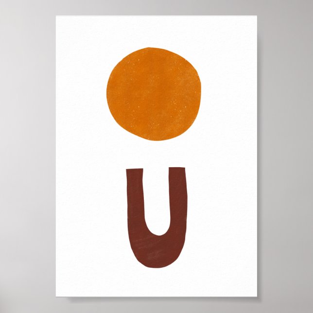 Abstract Boho Yellow And Red Shapes Poster (Front)