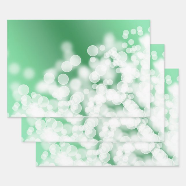 Abstract Bokeh Green Glowing  Pattern Wrapping Paper Sheets (Set)