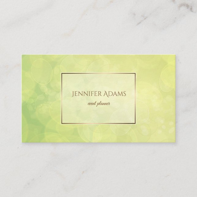 Abstract bokeh green lime texture.text. business card (Front)