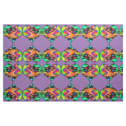 Abstract bold and colorful musical instrument hear fabric
