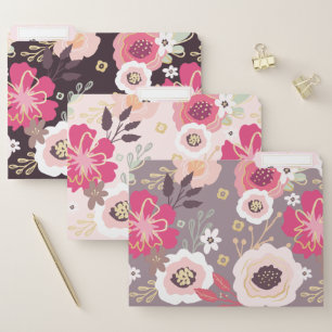 Abstract Bold Boho Bohemian Chic Floral Patterns File Folder