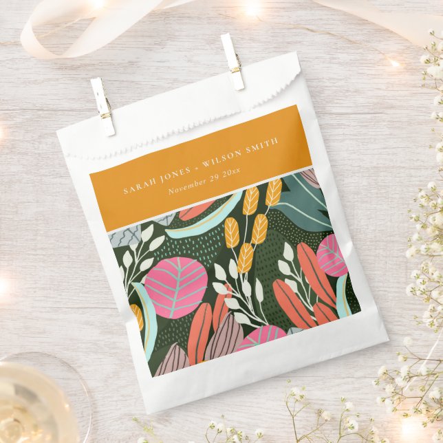 Abstract Bold Colorful Tropical Botanical Wedding Favor Bag (Clipped)