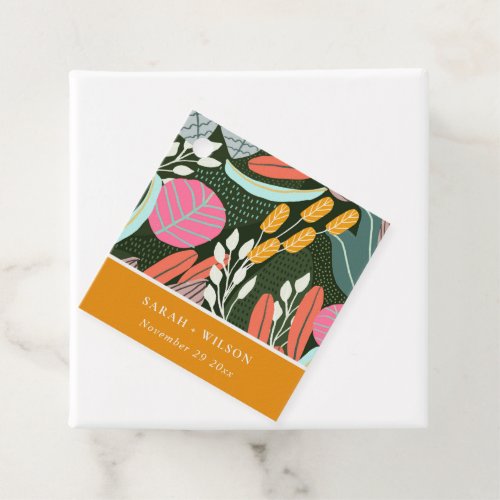 Abstract Bold Colorful Tropical Botanical Wedding  Favor Tags