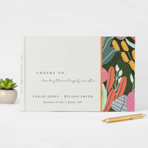 Abstract Bold Colorful Tropical Botanical Wedding  Guest Book