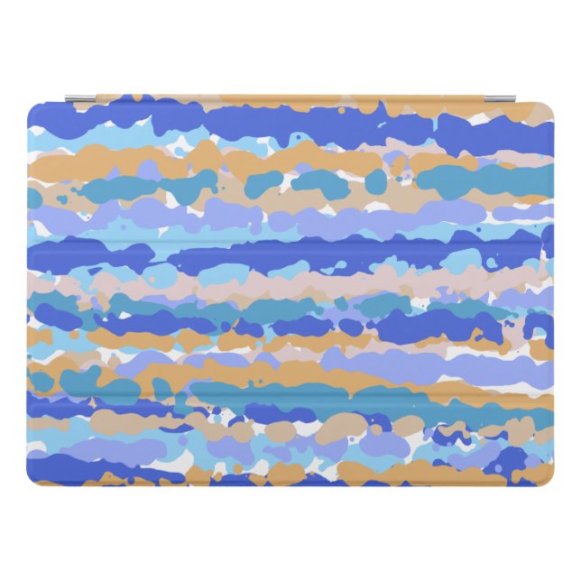 Abstract Bold Graphic Blue Teal Orange Caramel iPad Pro Cover (Horizontal)