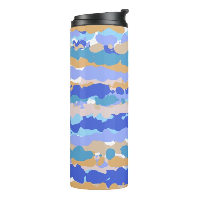 Abstract Bold Graphic Blue Teal Orange Caramel Thermal Tumbler (Rotated Left)