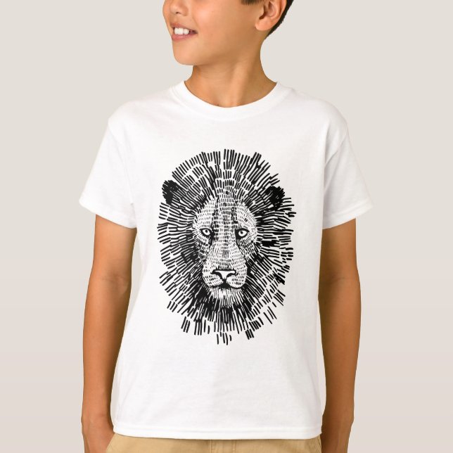 Abstract Bold Lion Face Illustration T-Shirt (Front)