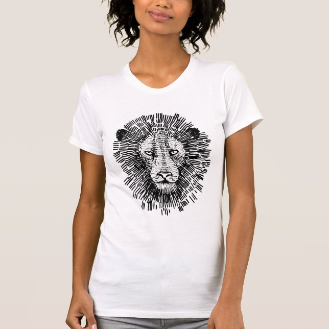 Abstract Bold Lion Face Illustration T-Shirt (Front)
