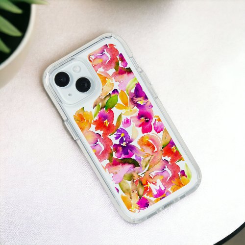 Abstract bold loose floral watercolor monogram iPhone 15 case