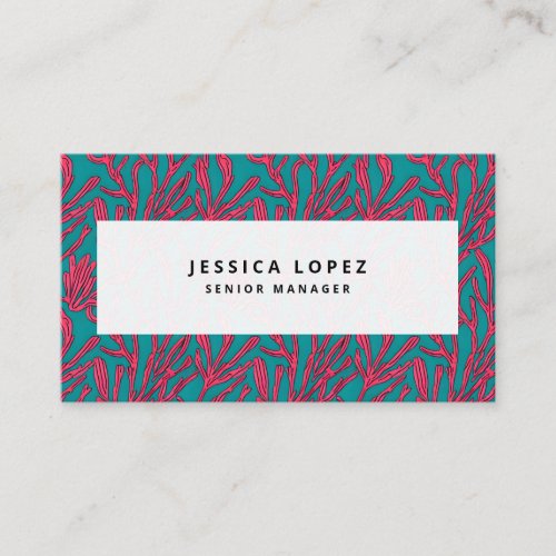 Abstract Bold Pink and Teal Coral Pattern Business Card