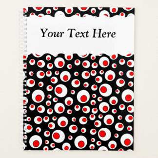 Abstract Bold Red White Circles on Black Planner