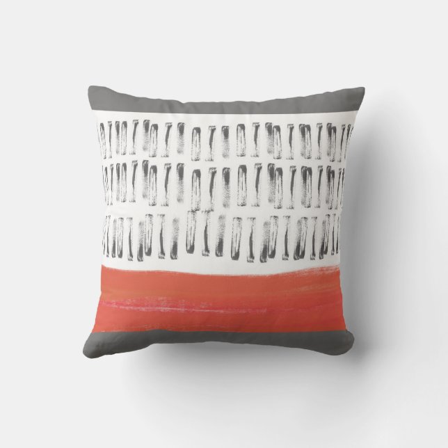  abstract bold stylized pattern design with orange throw pillow (Back)