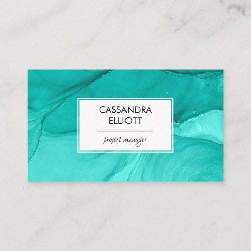 Abstract Bold Teal Unique Alcohol Ink Liquid Art Business Card