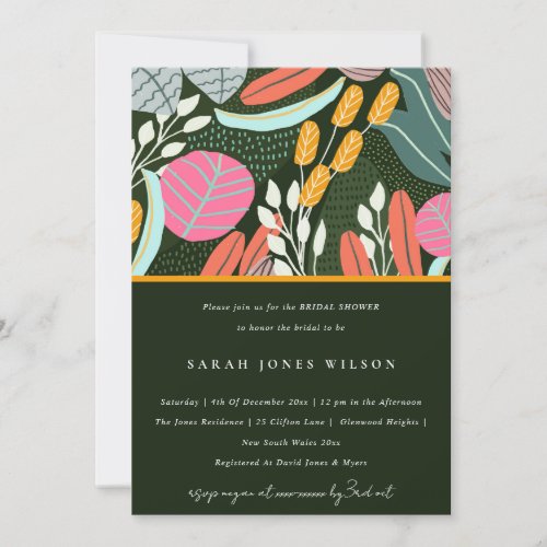 Abstract Bold Tropical Botanical Bridal Shower Invitation