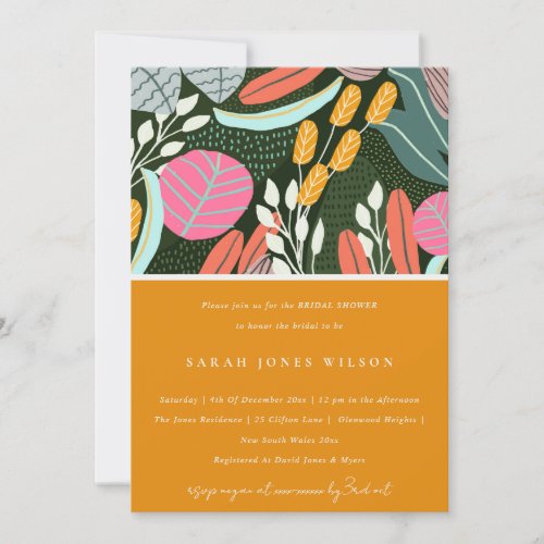 Abstract Bold Tropical Botanical Bridal Shower Invitation