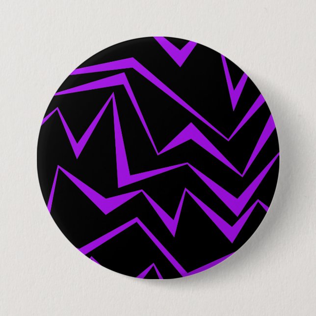 Abstract, bold, vibrant geometric zigzag pattern button (Front)