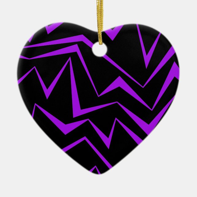 Abstract, bold, vibrant geometric zigzag pattern ceramic ornament (Front)