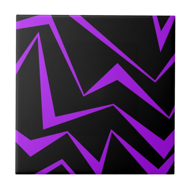 Abstract, bold, vibrant geometric zigzag pattern ceramic tile (Front)