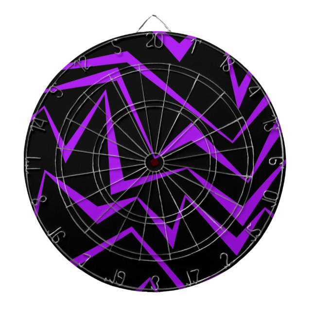 Abstract, bold, vibrant geometric zigzag pattern dart board (Front)