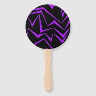 Abstract, bold, vibrant geometric zigzag pattern hand fan
