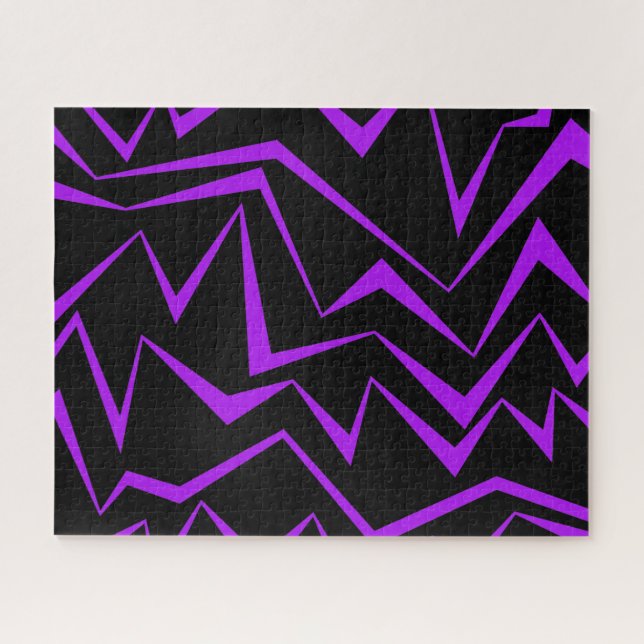 Abstract, bold, vibrant geometric zigzag pattern jigsaw puzzle (Horizontal)
