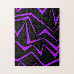 Abstract, bold, vibrant geometric zigzag pattern jigsaw puzzle