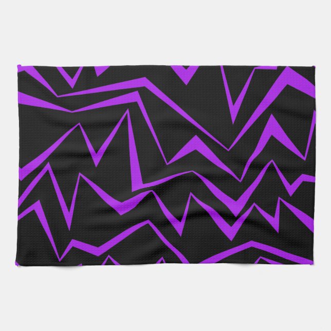 Abstract, bold, vibrant geometric zigzag pattern kitchen towel (Horizontal)