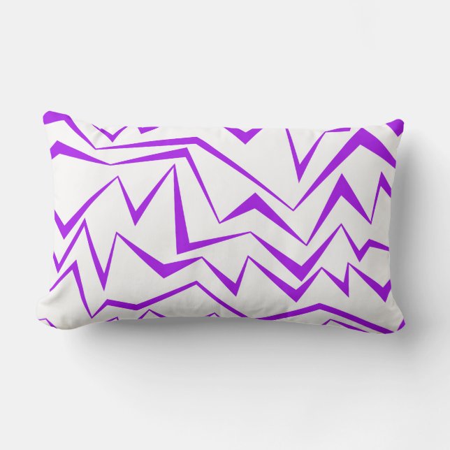 Abstract, bold, vibrant geometric zigzag pattern lumbar pillow (Front)