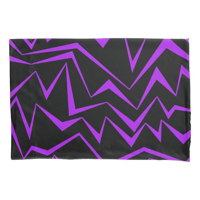 Abstract, bold, vibrant geometric zigzag pattern pillow case (Front)