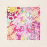 Abstract Bold Vibrant Paint Splatter Pink Aqua Fun Scarf<br><div class="desc">Designed using my original abstract paint splatter art featuring bright pink,  aqua,  and sunny yellow designs with small typed look wording reading "Be Bold" and repeated in large brush lettering,  this colorful chiffon scarf is a great way to show off your unique style!</div>