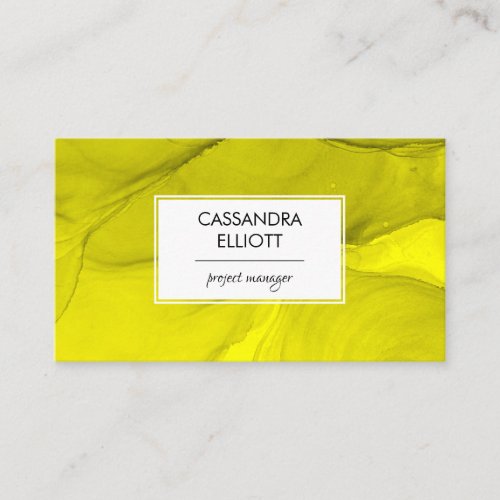 Abstract Bold Yellow Alcohol Ink Liquid Art Business Card