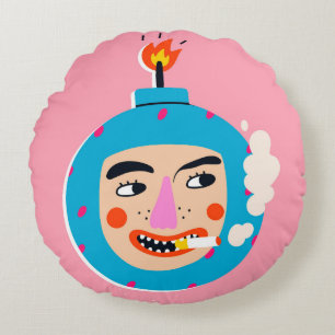 Abstract boom face round pillow