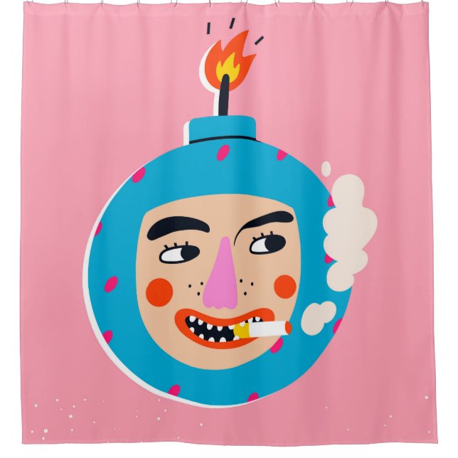Abstract boom face shower curtain (Front)