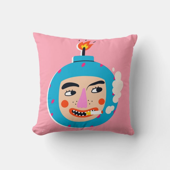 Abstract boom face throw pillow (Front)