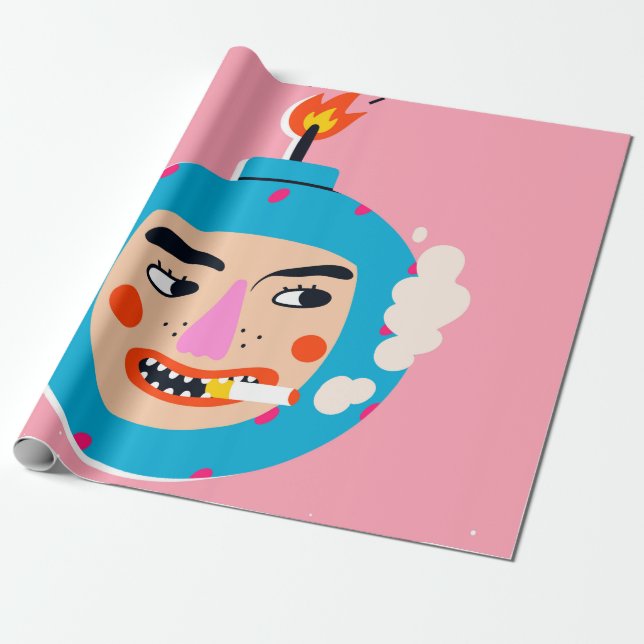 Abstract boom face wrapping paper (Unrolled)