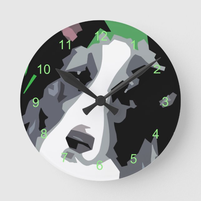 Abstract Border Collie For Dog Lover Round Clock (Front)